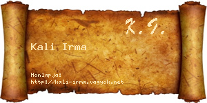 Kali Irma névjegykártya